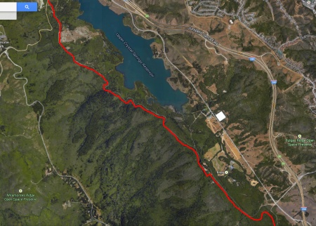 Old Canada Road (shown in red) would make a great multi-use trail. (Google map image)